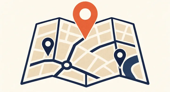 Local SEO illustration: a shop front on a map